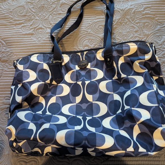 Coach Navy and White Patterned Women's Packable Weekender Bag - Picture 1 of 8